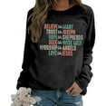 thumbnail image 5 of Christmas Print Fashion Casual Solid Color Loose Lady Long Sleeve Letter Print Round Neck Hoodie Polyester Breathable Skin-friendly Suitable for Casual Daily Going out Holiday Party Club Wear, 5 of 5