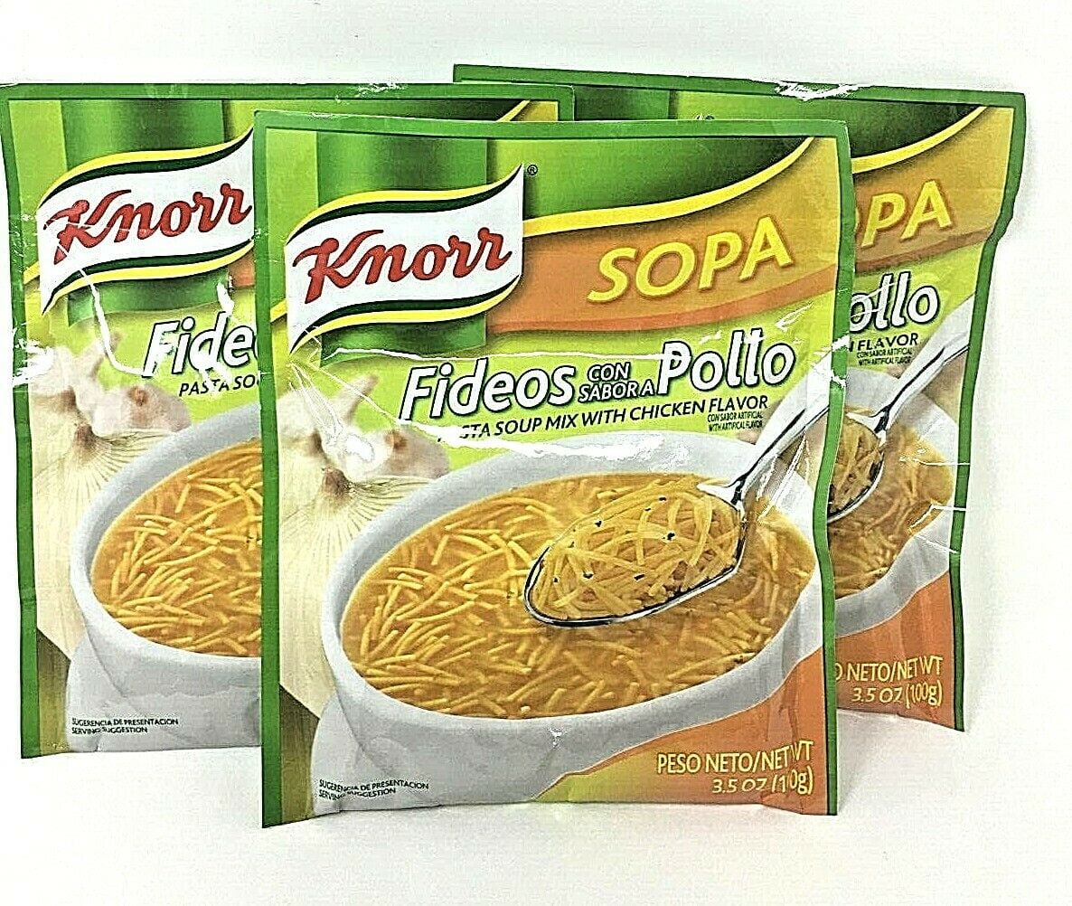 Knorr Fideos Pollo Pasta Soup Mix With Chicken Flavor 3.5 oz- Pack of 3