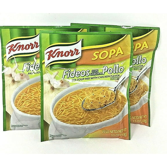 Knorr Fideos Pollo Pasta Soup Mix With Chicken Flavor 3.5 oz- Pack of 3