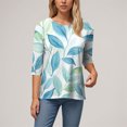 thumbnail image 6 of Womens 2025 Fall 3/4 Sleeve Crew Neck Blouse Fashion Print Casual Loose Fit Shirt Top, 6 of 6