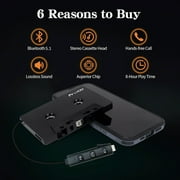Prociv New Car Audio Bluetooth Wireless Cassette Receiver, Bluetooth 5.1 Car Audio Stereo Cassette Vehicle Tape Converter Cassette, Work While Charging Black