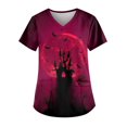 thumbnail image 1 of Hauts pour Femmes Liquidation Hauts pour Femmes Grande Taille Manches Courtes Col en V Blouse Imprimée Pull Hauts Chemise Bleu TG, 1 of 3