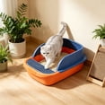 thumbnail image 2 of HWRETIE Semi Enclosed High Sided Cat Litter Box Splash Proof Open Top Design Spacious Cat Toilet for Cats Under 10 Pounds Easy Clean Indoor Litter Tray, 2 of 6