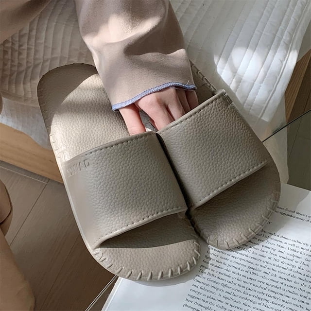 Soft-Soled Slippers, Non-Slip Personality Vintage Leather Slippers, Home Bathroom Shower Quick-Drying Slippers