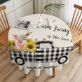 thumbnail image 3 of Pig Truck Sunflower Round Tablecloth 54 inches Vintage Farm Loads of Sunshine Waterproof Oil-Proof Table Cloth Round Table Cover for Holiday Party Picnic Dinner Decor Indoor and Outdoor Use, 3 of 9