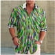 thumbnail image 1 of Camisa con botones y cuello estampado retro con patrón geométrico cuadrado para hombre, ropa informal de calle cómoda y suave, de talla grande, 1 of 6