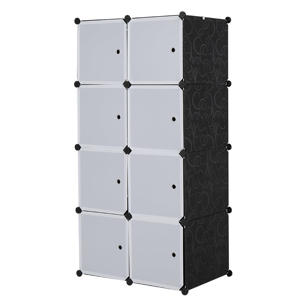 Kepooman Home Portable DIY 8 Cube Closet Wardrobe Organizer for Bedroom, White + Black Kepooman Home Portable DIY 8 Cube Closet Wardrobe Organizer for Bedroom, White + Black