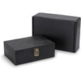 thumbnail image 2 of MakerFlo Black Pine Wood Cigar Box Case of 24, Wooden Keepsake Storage Box with Black Felt Interior, Hinged Lid & Clasp Closure, Ideal for Personalization, Laser Engraving Blank, UV DTF, 2 of 12