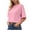 Pink, variant on MLCDZ Women 3/4 Sleeve Cropped T-Shirts Drop Shoulder Crew Neck Crop Tops Casual Loose Fit Summer Solid Color Basic Tees Beach Vacation Tops