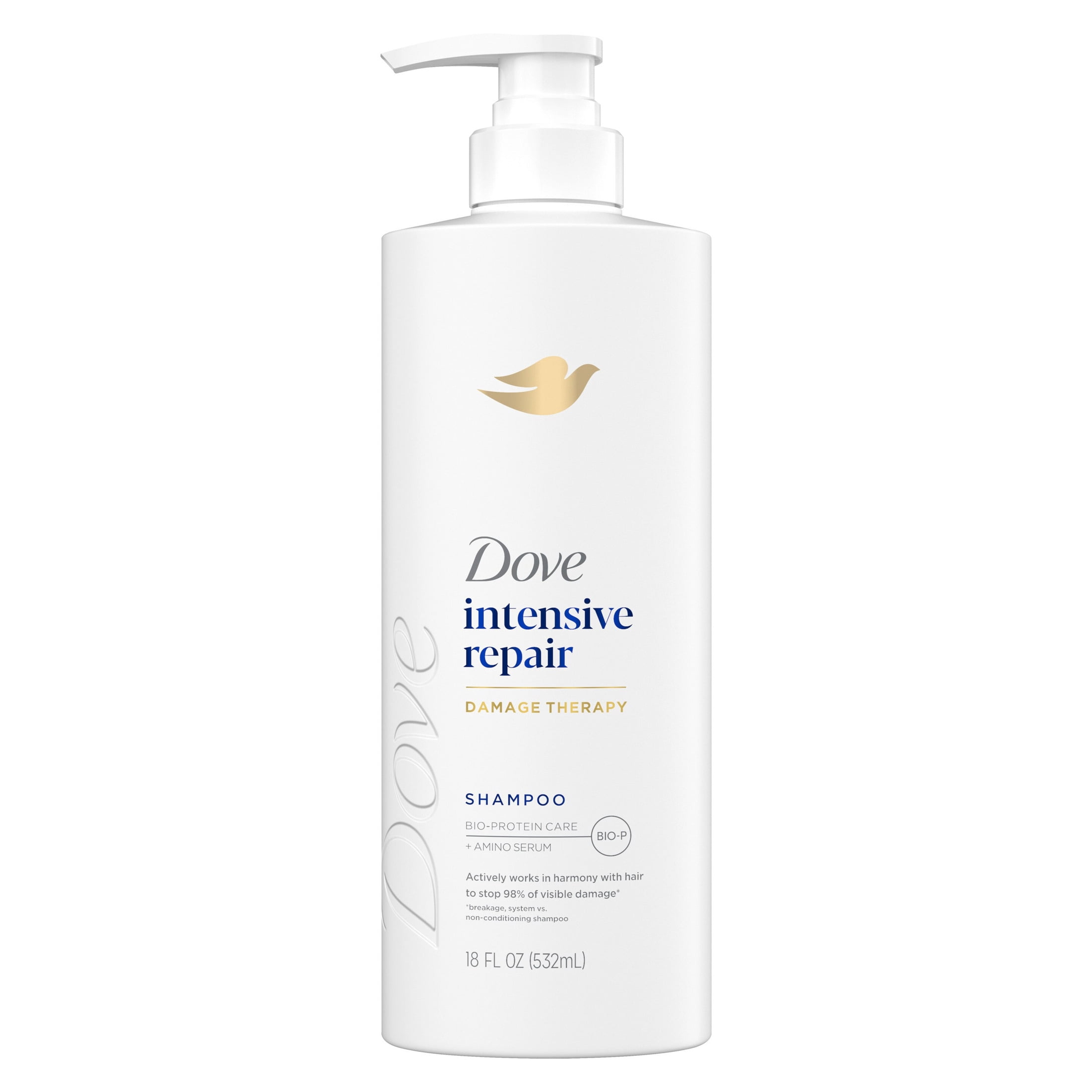 (4 pack) Dove Shampoo for Damaged Hair Intensive Repair with Bio-Protein Care Technology and Amino Serum, 18 Fl Oz