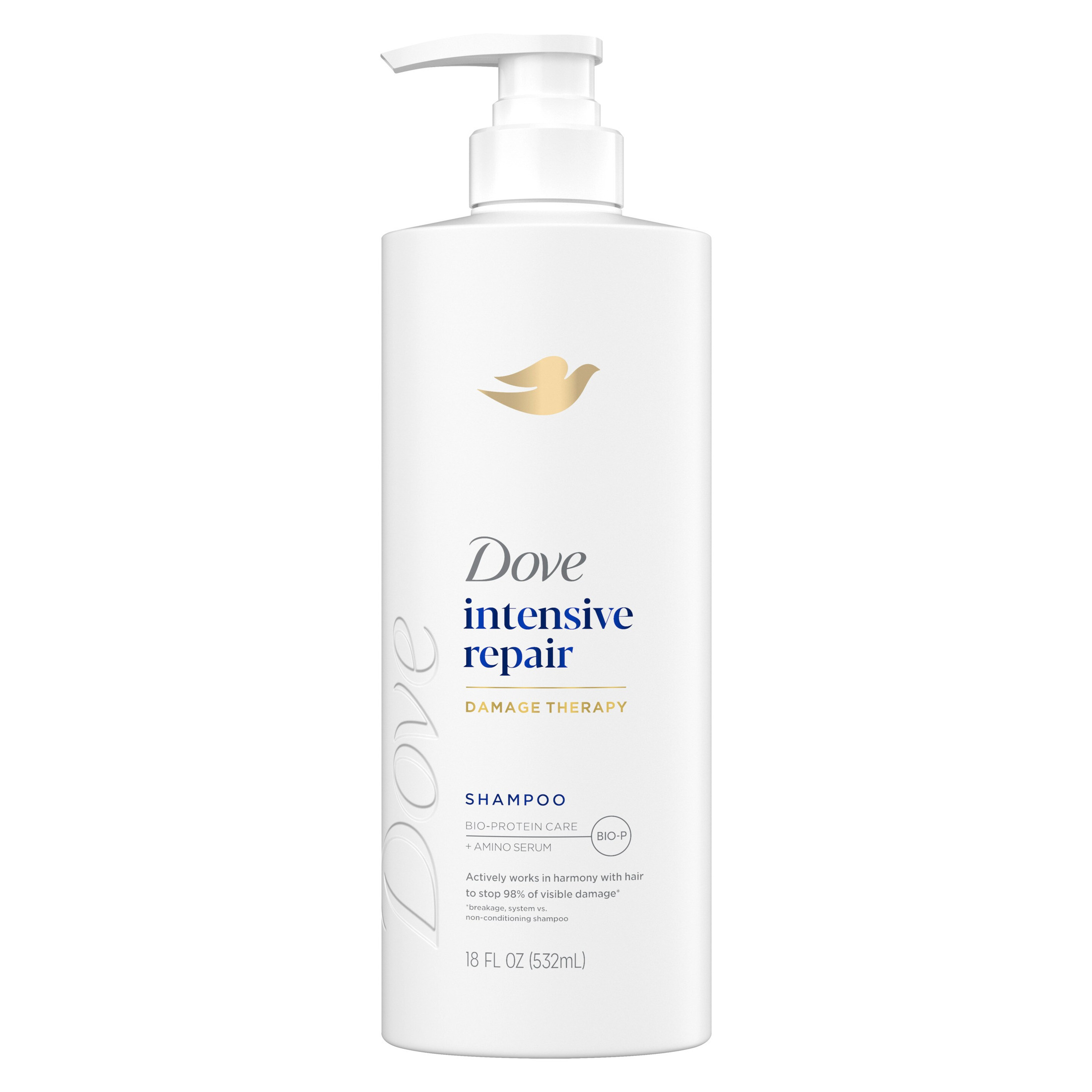 Dove Shampoo for Damaged Hair Intensive Repair with Bio-Protein Care Technology and Amino Serum, 18 Fl Oz