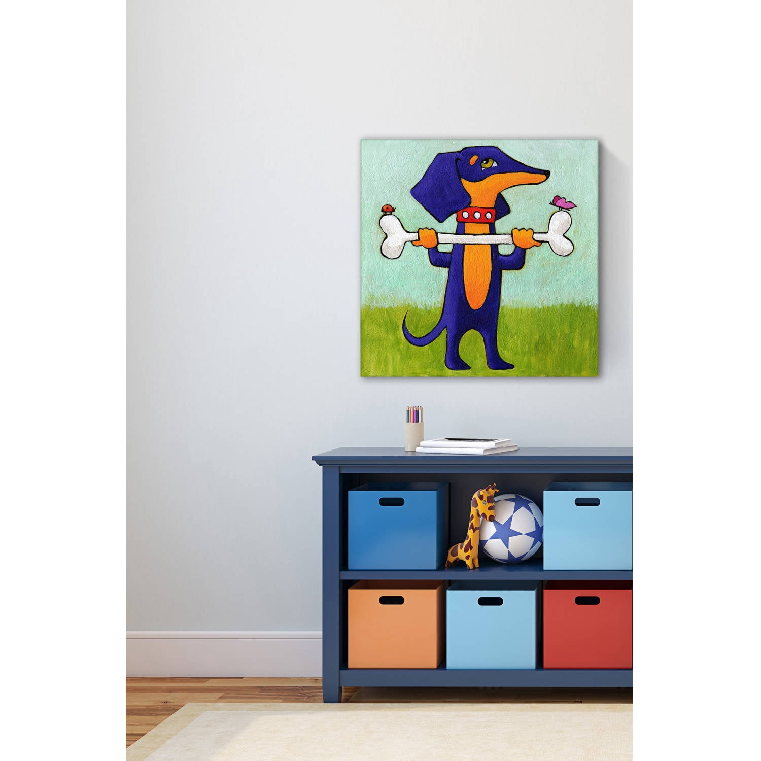 Marmont Hill "Give a Dog a Bone" by Janet Nelson Painting Print on Wrapped Canvas