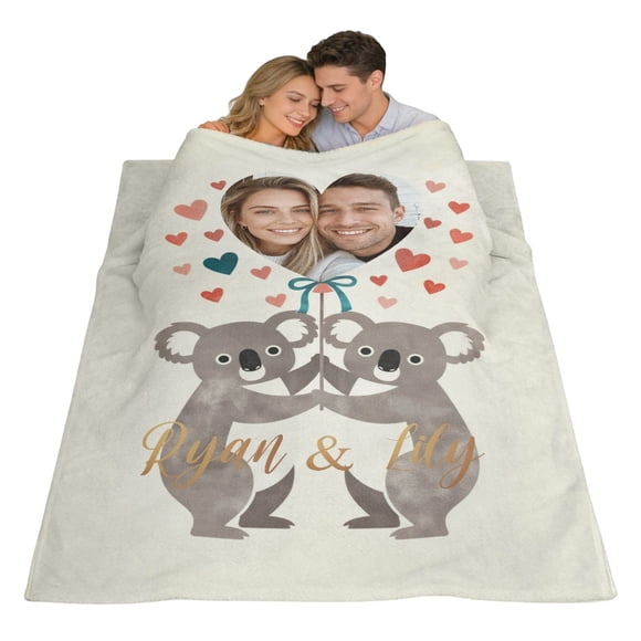 Cheapark Personalized Photo Blanket For Couples Thick Winter Warm Blanket Custom Picture Name Rectangular Valentines Day Anniversary Gift