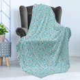 thumbnail image 4 of Jungle Cartoon Soft Flannel Fleece Throw Blanket, Continuous Whimsical Pattern of Cheerful Zebra and Rainbows, Cozy Plush for Indoor and Outdoor Use, 60" x 80", Pale Sky Blue Multicolor, by Ambesonne, 4 of 5