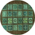 thumbnail image 1 of Ahgly Company Indoor Round Abstract Turquoise Blue Modern Area Rugs, 8' Round, 1 of 4
