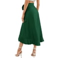 thumbnail image 2 of Hanerdun Women Wrap Skirts Female A-Line High Waist Ruffle Midi Skirt Dark Green S, 2 of 6