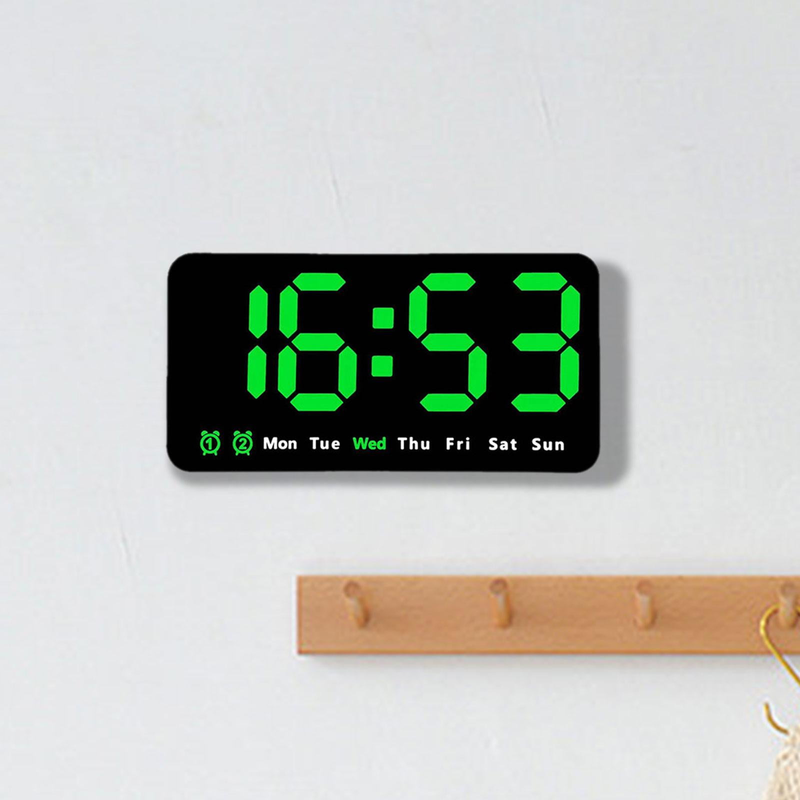 WLPZXP Digital Clock Desk Calendar Temperature Large Display LED Alarm Clock Wall Clock Green