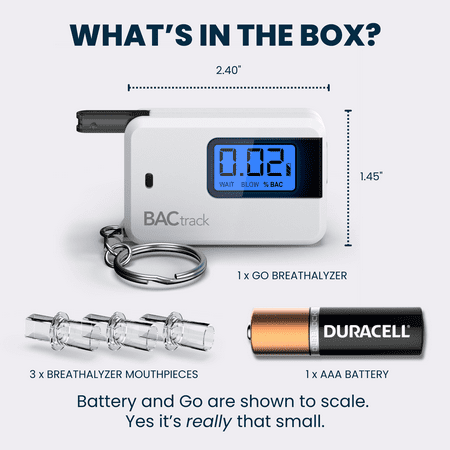 BACtrack Go Keychain Breathalyzer (White) | Ultra-Portable Pocket Keyring Alcohol Tester for Personal Use