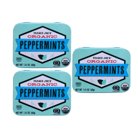 Trader Joe's Organic Peppermints, 1.41 oz Tin, Pack of 3