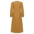 thumbnail image 5 of Jzuxvd Womens Cotton Linen Peasant Maxi Dresses Button Up Long Sleeve Pleated Tiered Dress Vintage Flowy Swing Tunic Dress Orange XL, 5 of 6