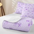 thumbnail image 4 of Erosebridal Purple Plaid Bow Bed Spread Queen for Teens, Lavender Ribbon Bow Queen Coverlet Set, 3-Piece, 4 of 7