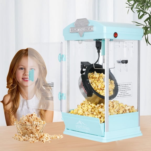 Portable Popcorn Maker Machine, 8 Ounce Kettle Popcorn Maker , Warming Deck, Countertop Popcorn Popper for Parties, Events, and Home Theater, Pink