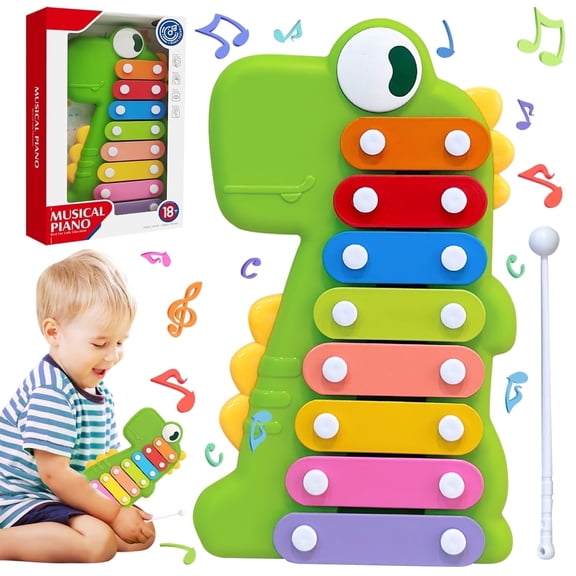 Kids Musical Instruments for Toddlers Montessori Wooden Xylophone Tambourine Toys, Music Sound Sets