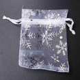 thumbnail image 4 of 400 PCS Organza Bolsas de Regalo de Boda Bolsas con Cordón de Joyería Bolsas Copos de Nieve Blancos Plateados Impresos Bolsos de Fiesta Transparentes, 4 of 9