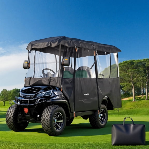 VEVOR Golf Cart Cover, Visible Full-Enclosure 2 2/4 Passenger Golf Cart, 420D Waterproof Oxford Fabric Club Car Cover Fits Most Carts Club Car, Yamaha, EZGO, Honda,PVC Coating & Windproof Hook Design