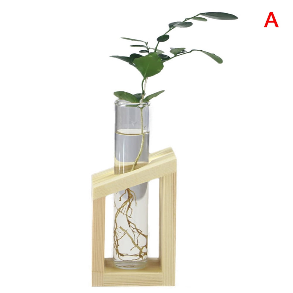 Glass Tube Vase Wooden Stand Flower Pots Hydroponic Plant Home Garden Decoration Glass Tube Vase Wooden Stand Flower Pots Hydroponic Plant Home Garden Decoration