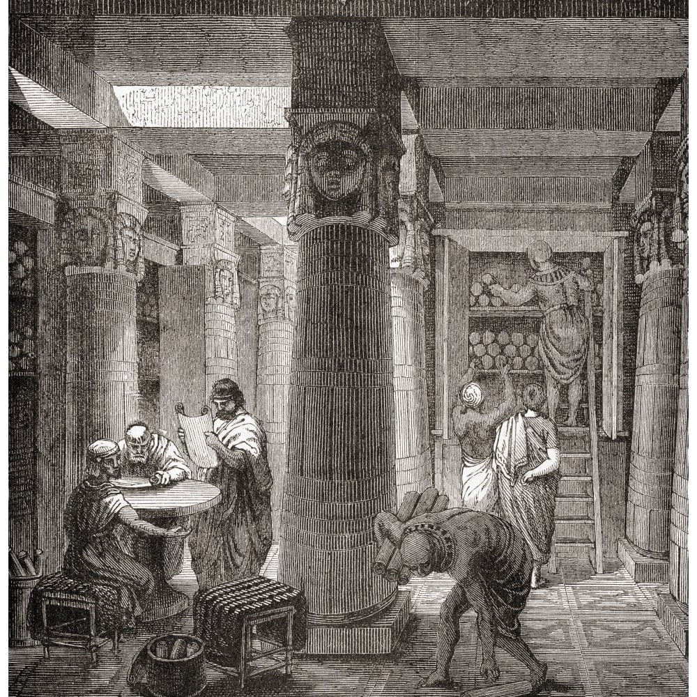 The Great Library of Alexandria, Egypt. From Ward and Lock's