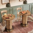 thumbnail image 3 of 39.4" H Small Dining Table, Round Circle Kitchen Table with Wood Strip Base and Footrest(2pc), 3 of 5