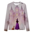 thumbnail image 4 of Uootdi Halloween Long Sleeve Sweatshirt for Woman Cute Witch Moon Pumpkin Print Graphic Pullover Tops Ugly Black Gift Cat Ghost L, 4 of 5