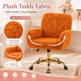 thumbnail image 5 of SESSLIFE Vanity Chair, Height Adjustable Velvet Makeup Chair, Comfy Home Desk Chiar with Gold Legs, 360° Swivel Office Chair, for Bedroom, Orange, 5 of 9