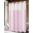 thumbnail image 4 of Pink Striped No Hook Shower Curtain Waterproof,Bathroom Curtains with Snap in Liners and See Through Top Window,Luxurious White Stripes Modern Abstract Art Hotel Bathtub Curtains Shower 60"Wx72"L, 4 of 8
