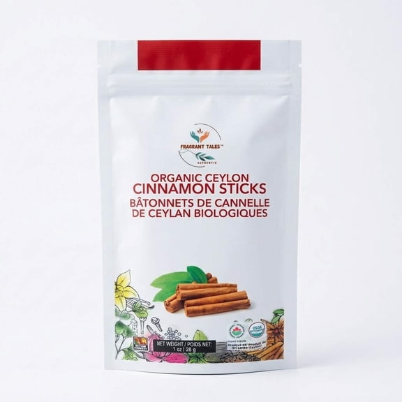 Premium Organic Ceylon Cinnamon Sticks - 1 oz (28g) 5–7 sticks, 4 inches each, True Ceylon, USDA Certified, Non-GMO, Gluten-Free, Pure Sri Lankan Cinnamon for Cooking & Baking