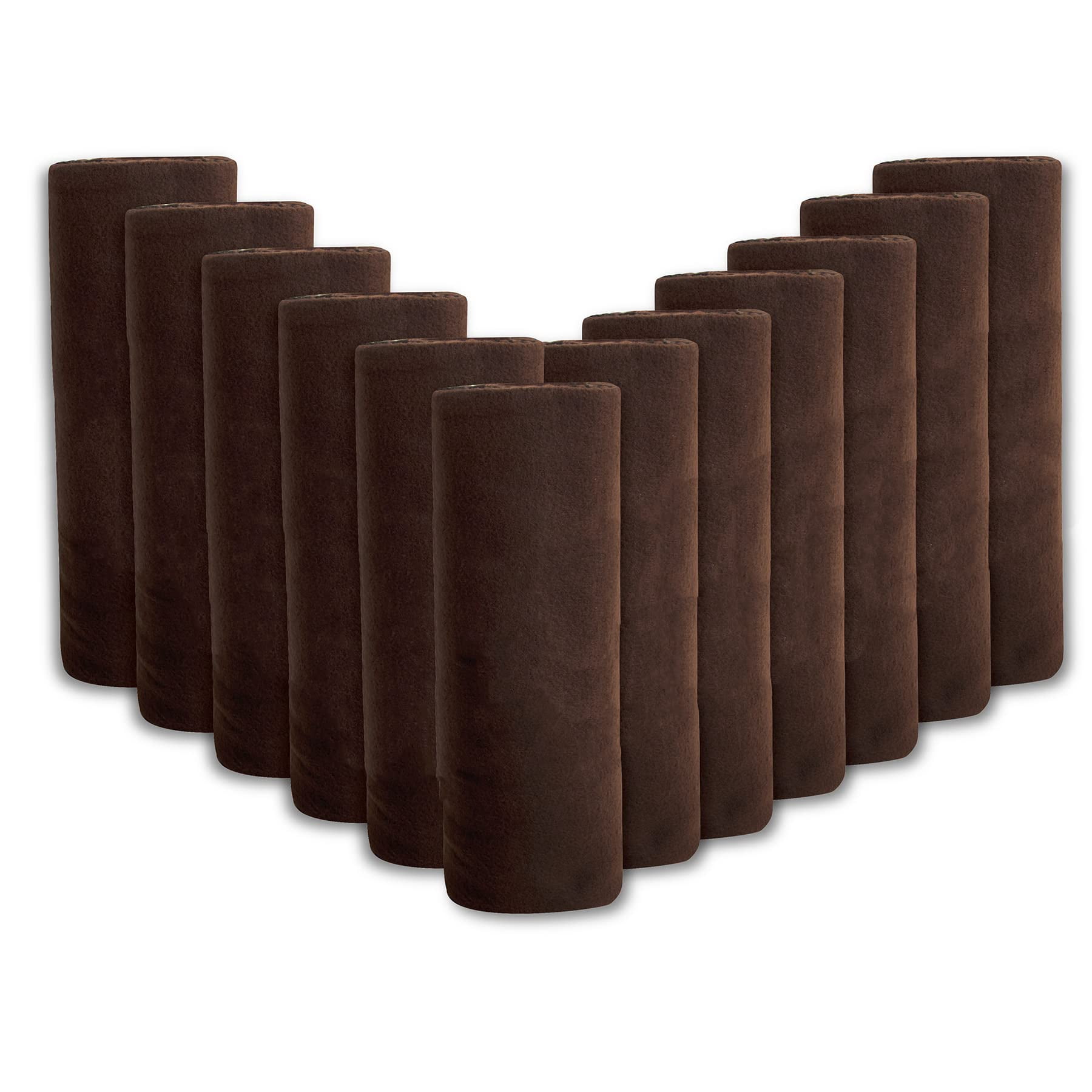 24 pack Trail maker 60”L x 50”W Solid Color Hypoallergenic Fleece Throw Blankets in Brown