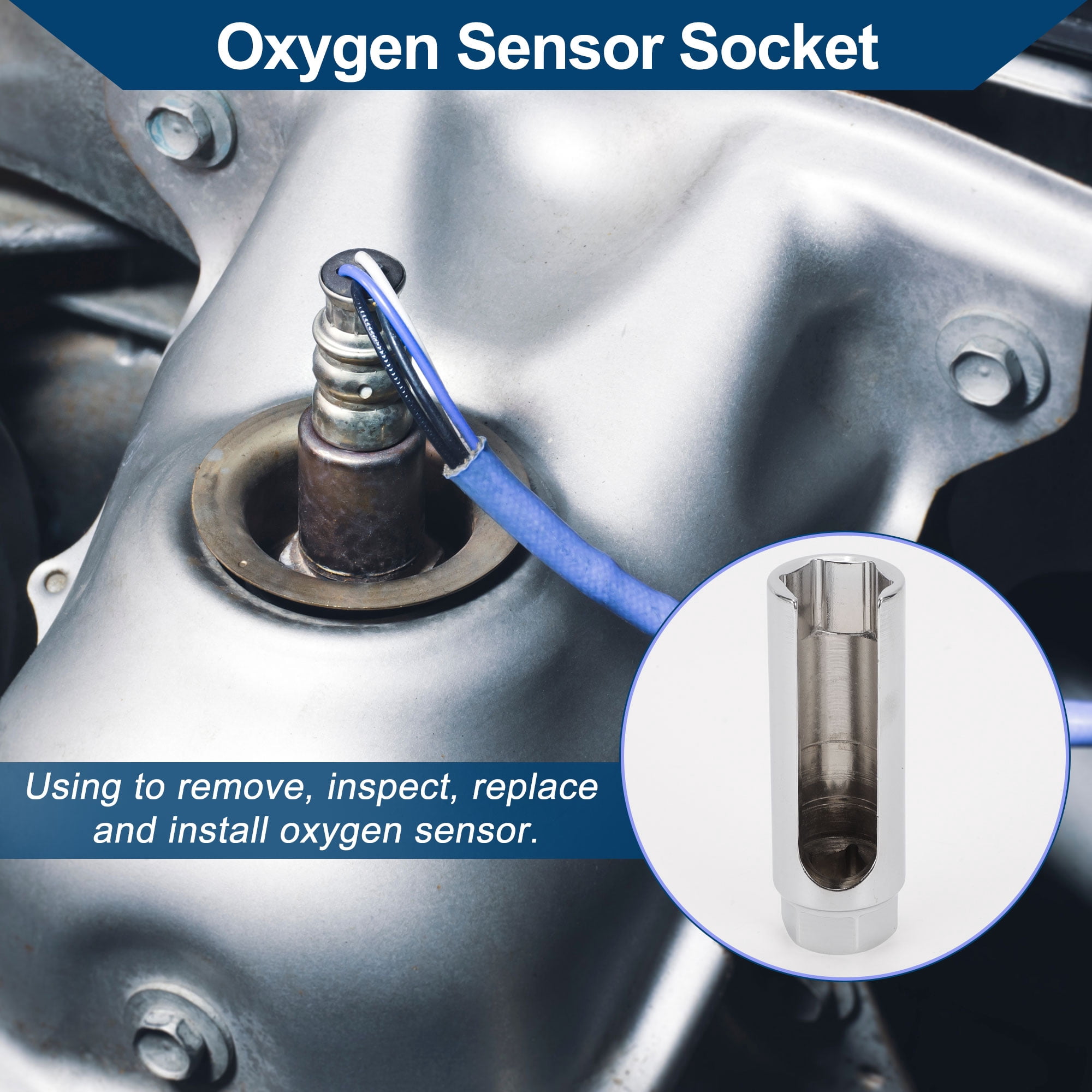 Unique Bargains Oxygen Sensor Socket O2 Removal Tool Chrome Vanadium Steel 90mm