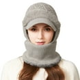 thumbnail image 2 of 3 In 1 Beanie Hat With Scarf And Mask Warm Winter Scarves Fitness Faux Fur Shawl Pashmina Wraps Fall Fashion Must Have Women's Hats & Caps Grey, 2 of 9