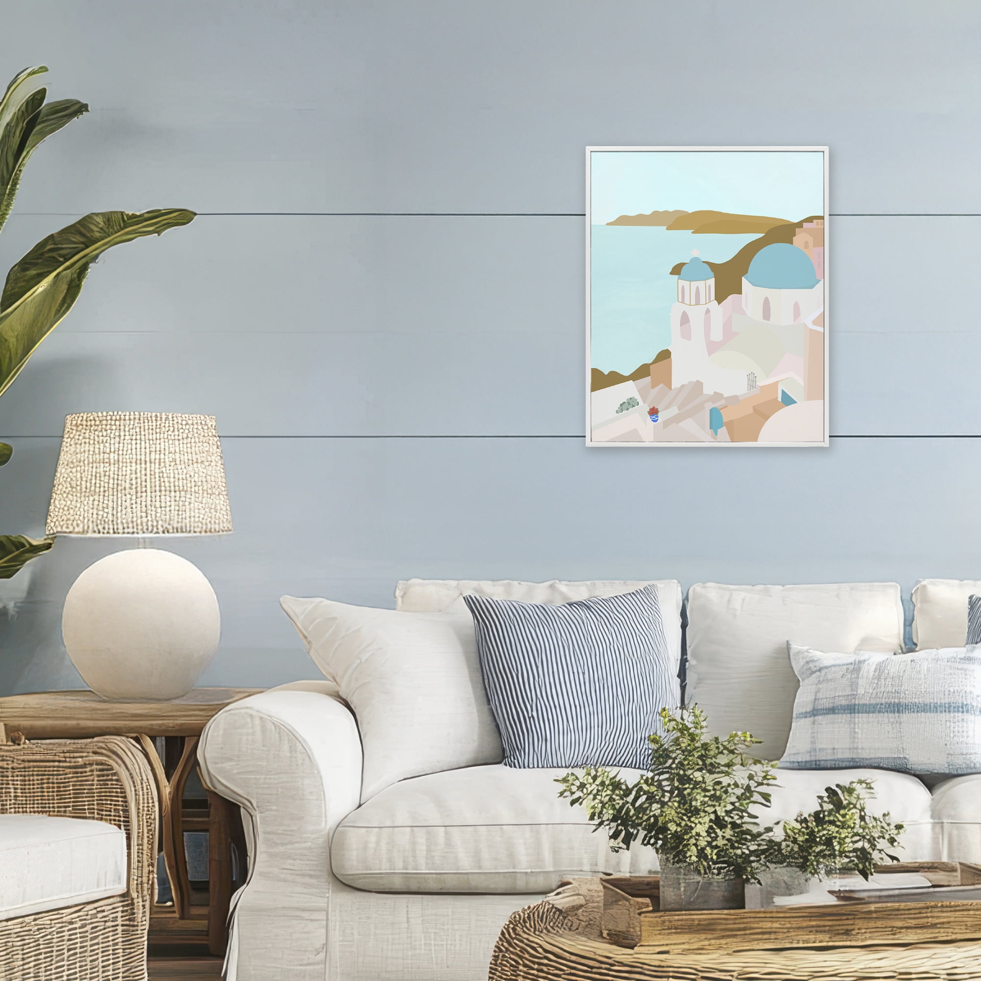 Stupell Industries Coastal Santorini Vibes White Framed Giclee Art, design by Anna Quach
