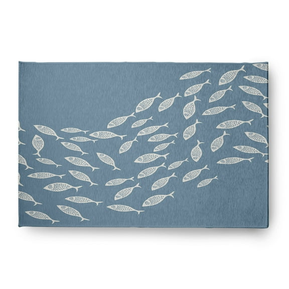 Simply Daisy 4' x 6' Escuela Nautical Chenille Rug, Dusty Smoke