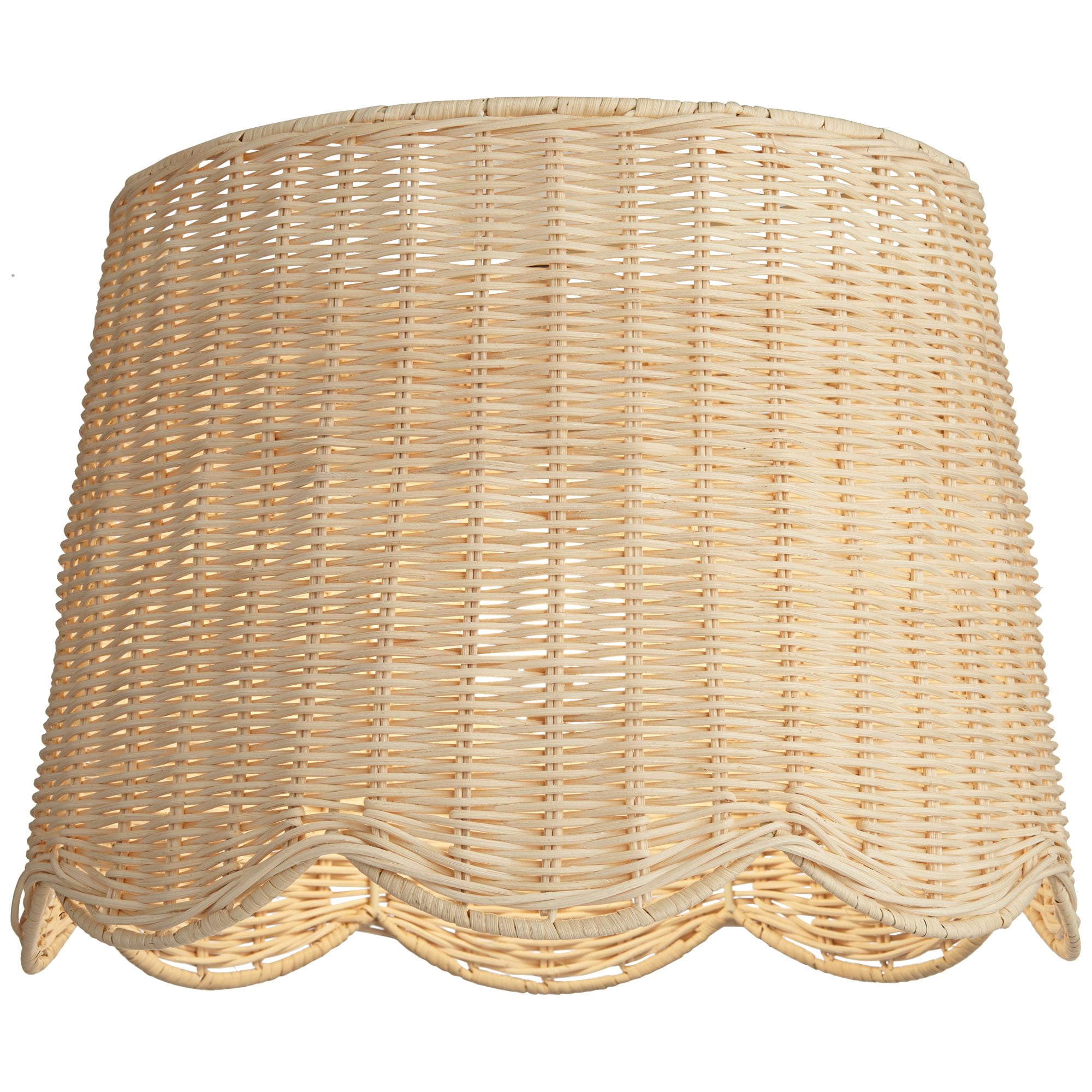 Springcrest 13" Top x 15 1/2" Bottom x 11 3/4" H x 11 3/4" Slant Lamp Shade Replacement Drum Unbleached Rattan Spider Harp Finial