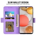 thumbnail image 3 of Asuwish Compatible with Samsung Galaxy A42 5G Wallet Phone Case and Tempered Glass Screen Protector Flip Credit Card Holder Stand Mandala Flower Cell Cover for A 42 G5 42A S42 4G 2021 Women Purple, 3 of 8