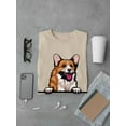 thumbnail image 3 of Corgi Peeking Out T-Shirt Men -Image by Shutterstock, Male Small, 3 of 4