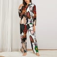 thumbnail image 3 of Disketp Pajamas Set Long Sleeve Sleepwear Womens Button Down Nightwear Pj Sets-Doodle Farm Animals Faces, 3 of 9