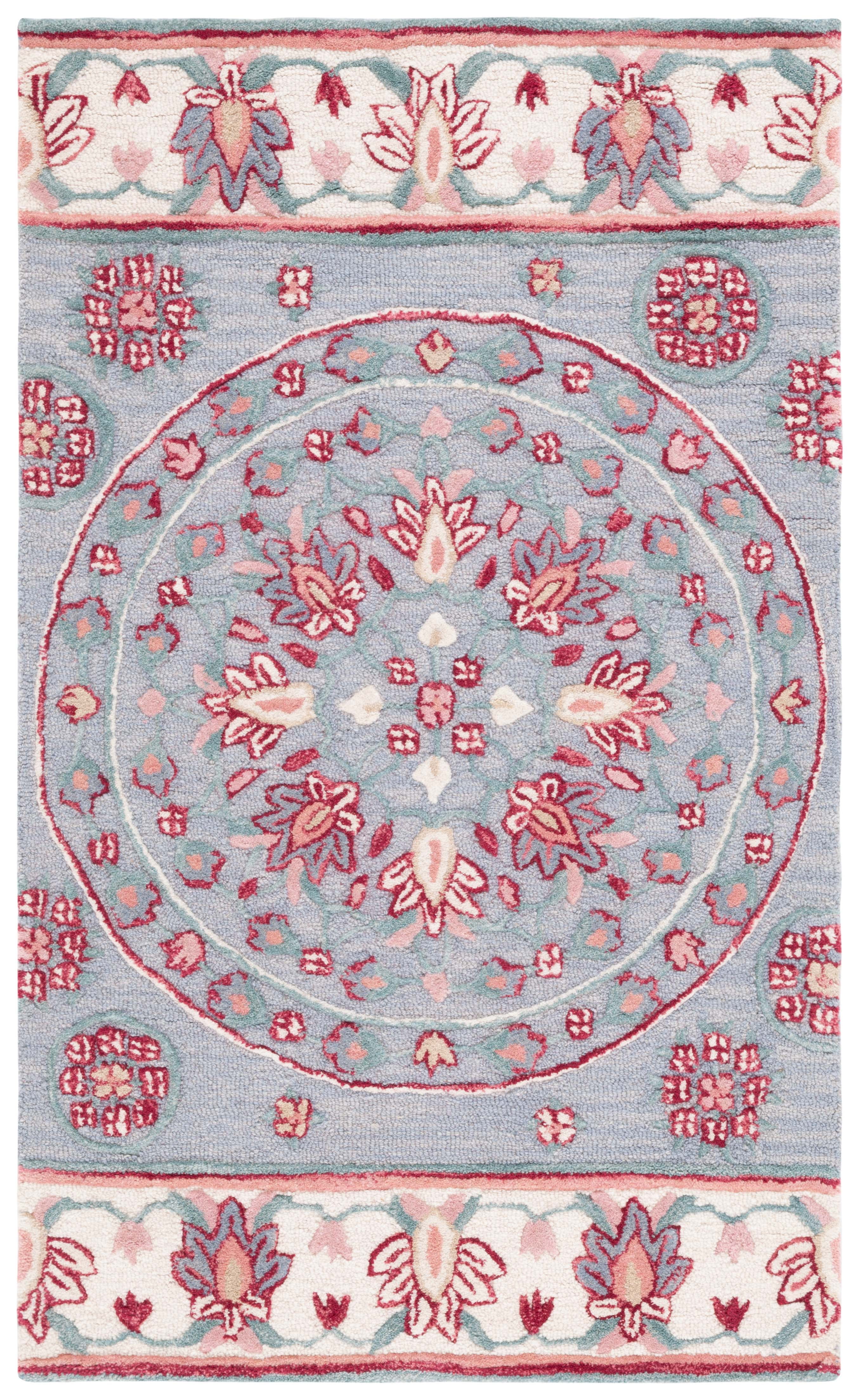 SAFAVIEH Bellagio Vanessa Floral Wool Area Rug, Dark Gray/Ivory, 3' x 5'