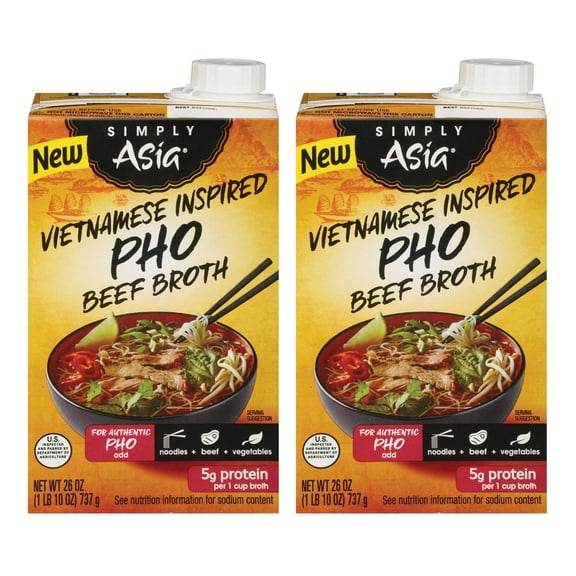 Simply Asia Vietnamese Inspired Pho Beef Broth, 26 oz, Pack of 2