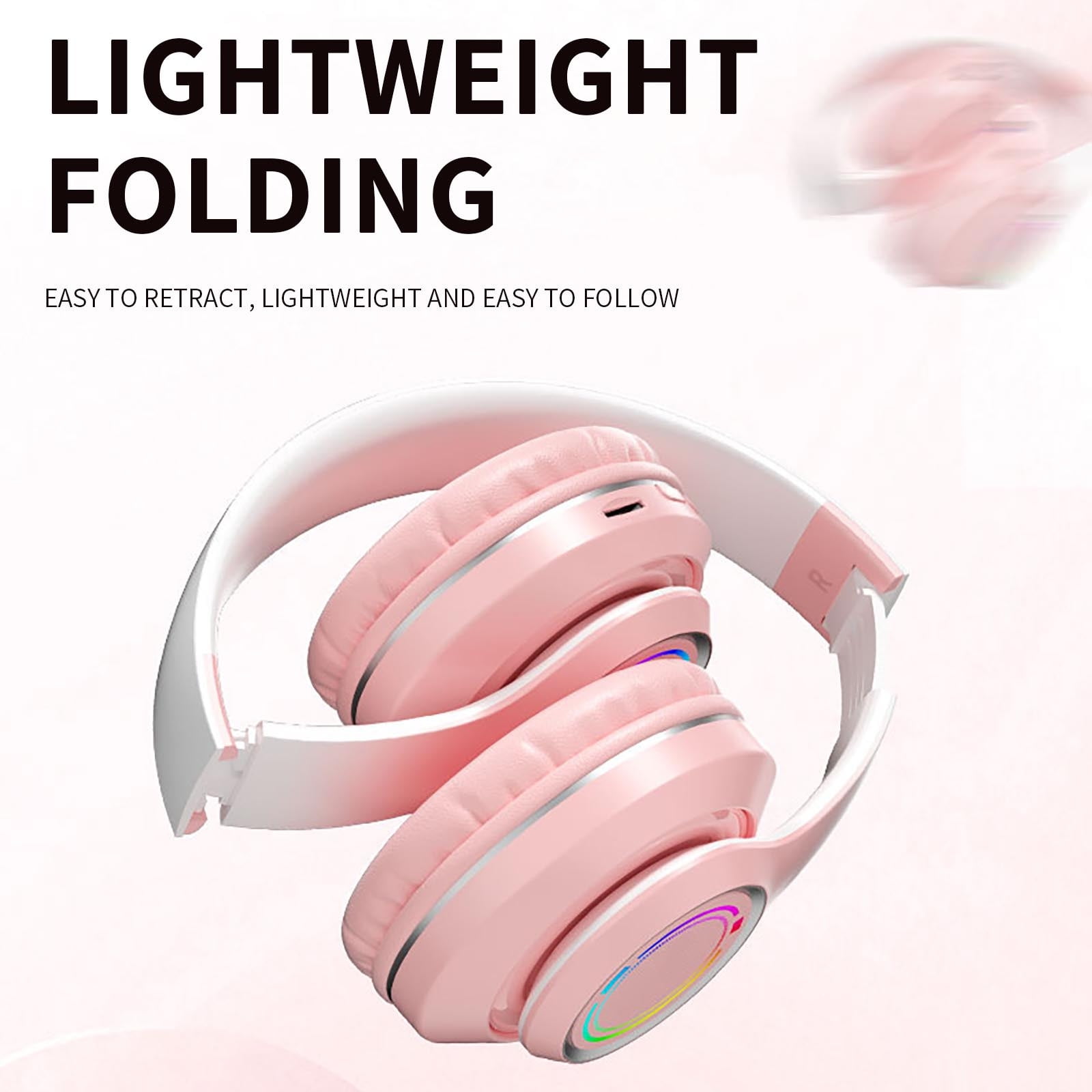 Bluetooth headphones with up to 40 hours battery, microphone for call, foldable and comfortable, Android and iOs compatible,Blue
