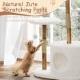 thumbnail image 4 of 43in Modern Natural Wood Cat Tree for Cats Aesthetic Cat Tower with Large Basket, Scratching Posts and Real Branch Design, White Luxury Cats Tree One Perch, 4 of 6