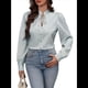 thumbnail image 1 of Camisas A Rayas con Botones para Mujer, Blusas Clásicas de Larga y Elegantes para Oficina y Trabajo. Verde XXL, 1 of 9